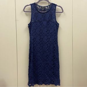 FOREVER 21 BLUE LACE SLEEVELESS DRESS
